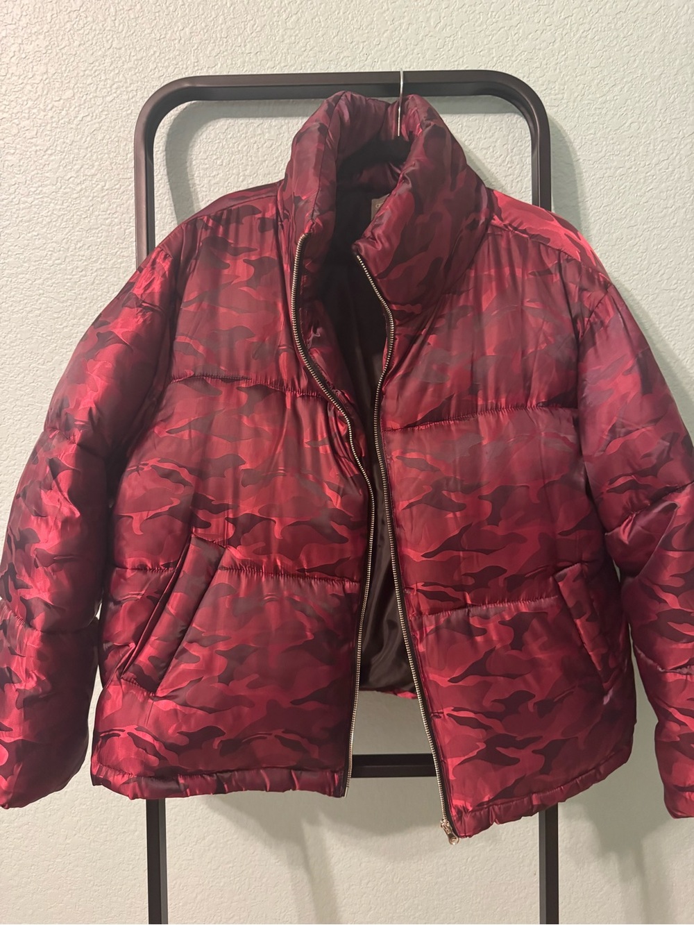 ASOS Red Camouflage Puffer Jacket